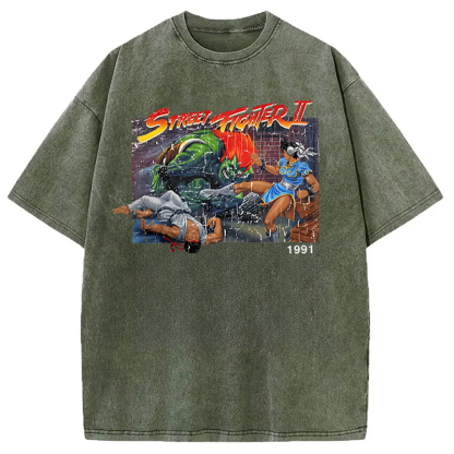 Street Fighter Retro Game Vintage Washed T-Shirt