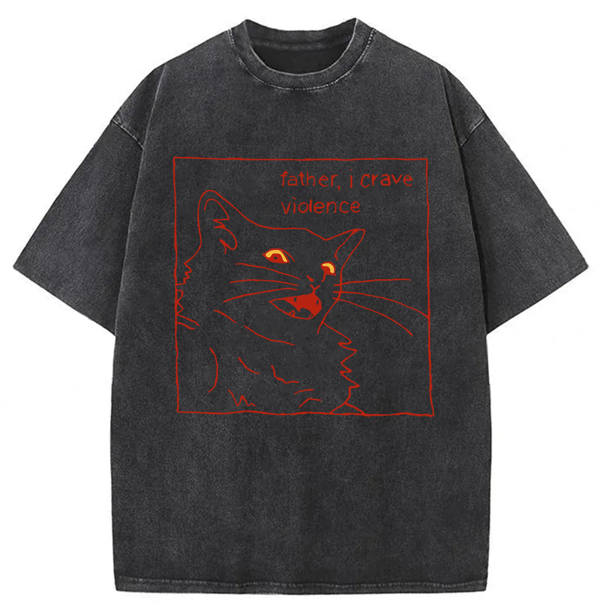Tokyoviva Father I Crave Violence Cat Washed T-shirt