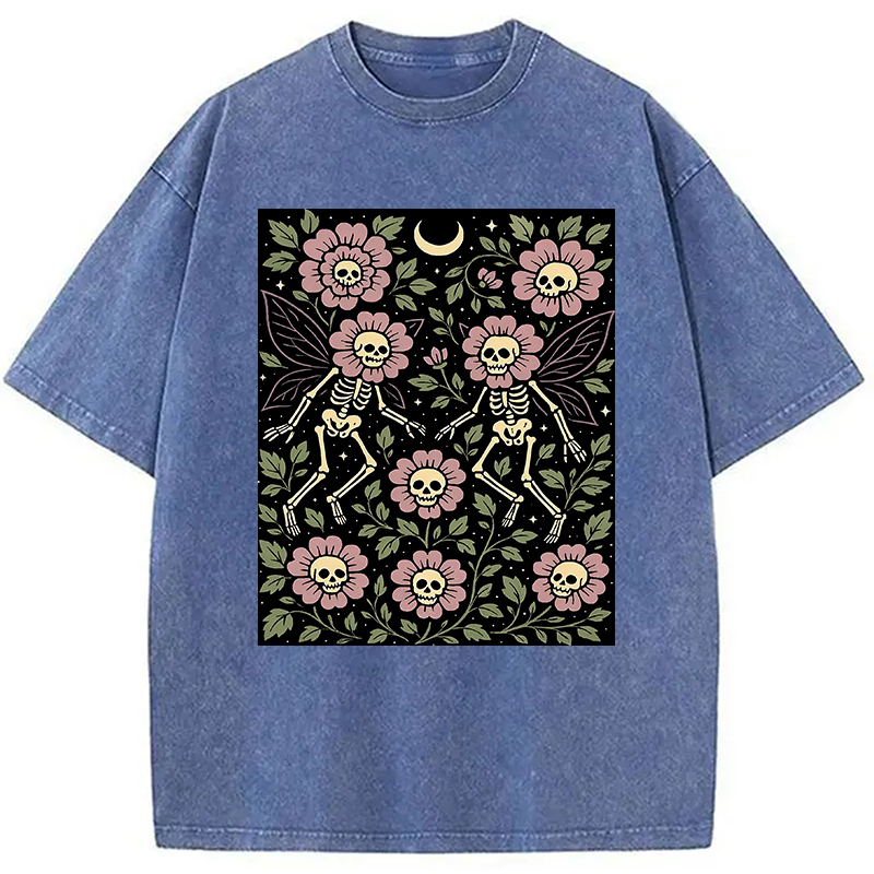 Skeleton Fairy Grunge Washed T-Shirt