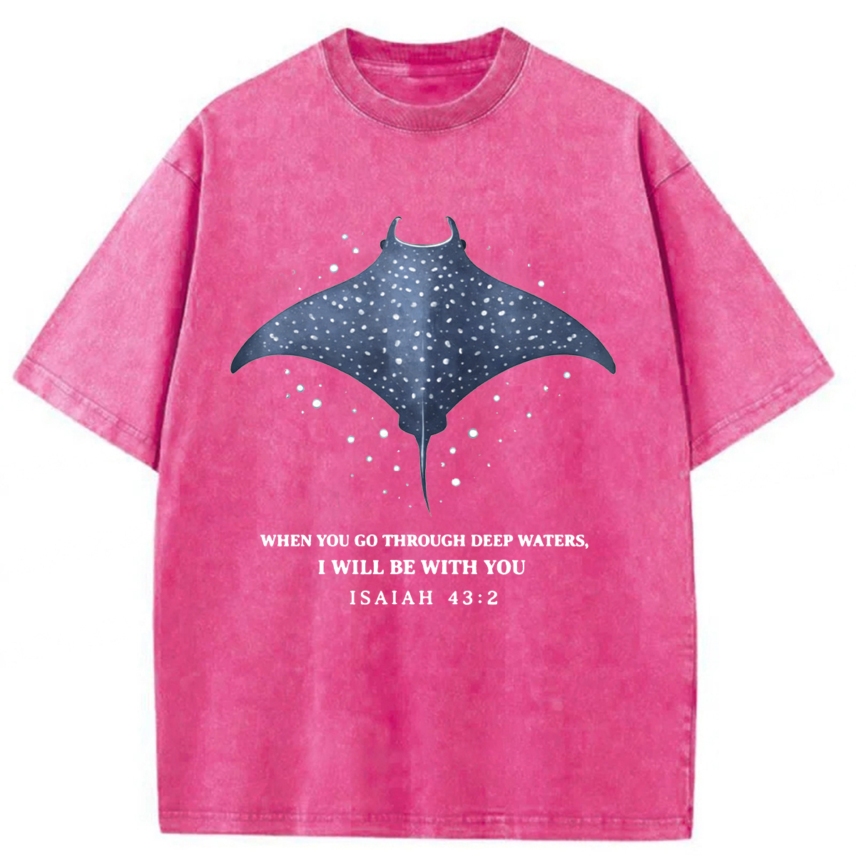 Tokyoviva Isaiah 43.2 Bible Verse Christian Washed T-shirt