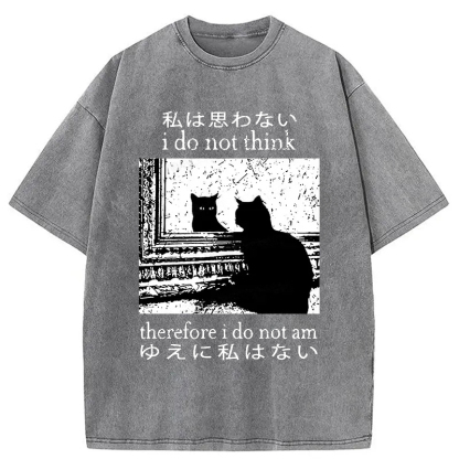 Thinking Cat Washed T-Shirt