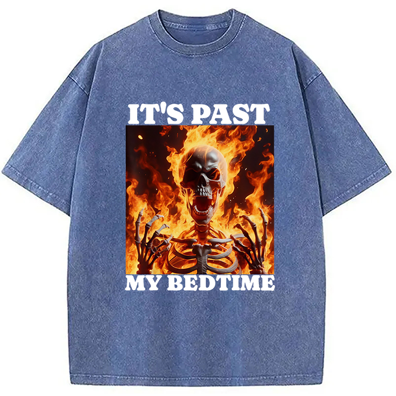 It's Past My Bedtime Funny Skeleton Meme Washed T-Shirt