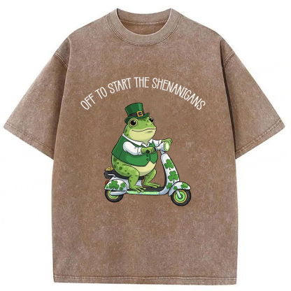 Tokyoviva Off To Start The Shenanigans Washed T-shirt