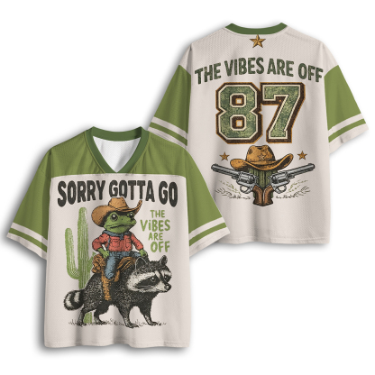 Baddiecat Cowboy Frog Riding Raccoon Mesh Jersey