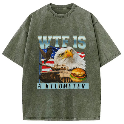 WTF Is A Kilometer Meme Washed T-Shirt
