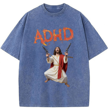 Tokyoviva Jesus Adhd Funny Washed T-Shirt