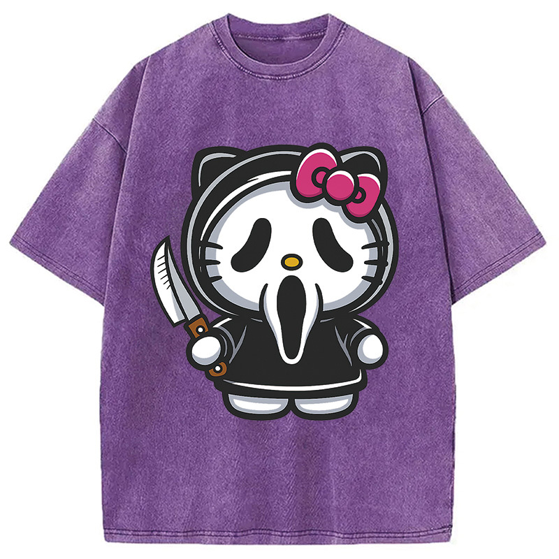 Scream Kitty Halloween Washed T-Shirt