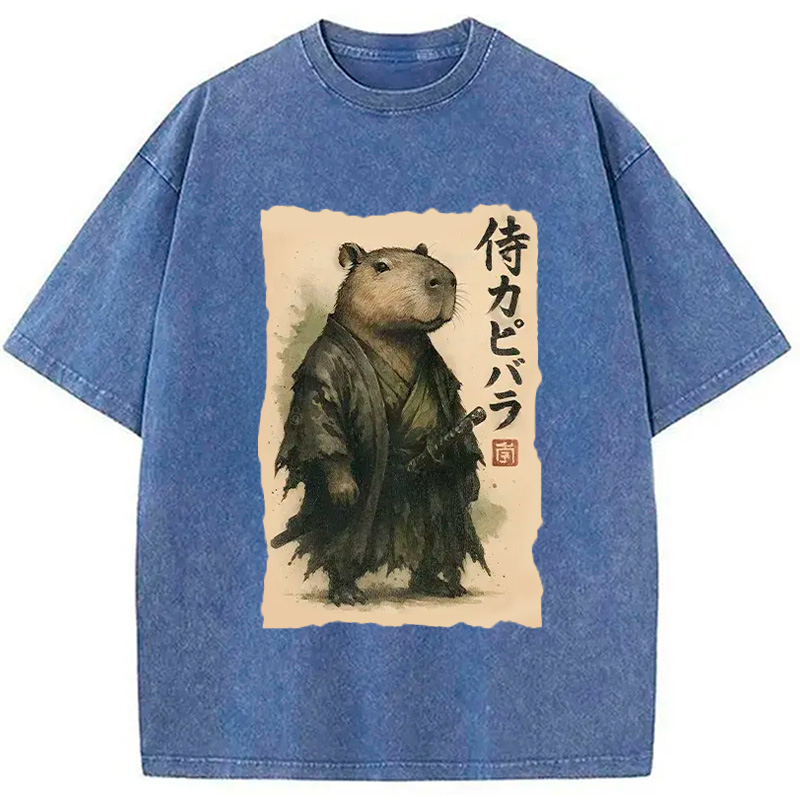 Capybara Samurai Washed T-Shirt