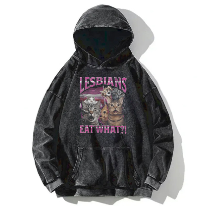 Lesbians Eat What?! Funny Washed Hoodie