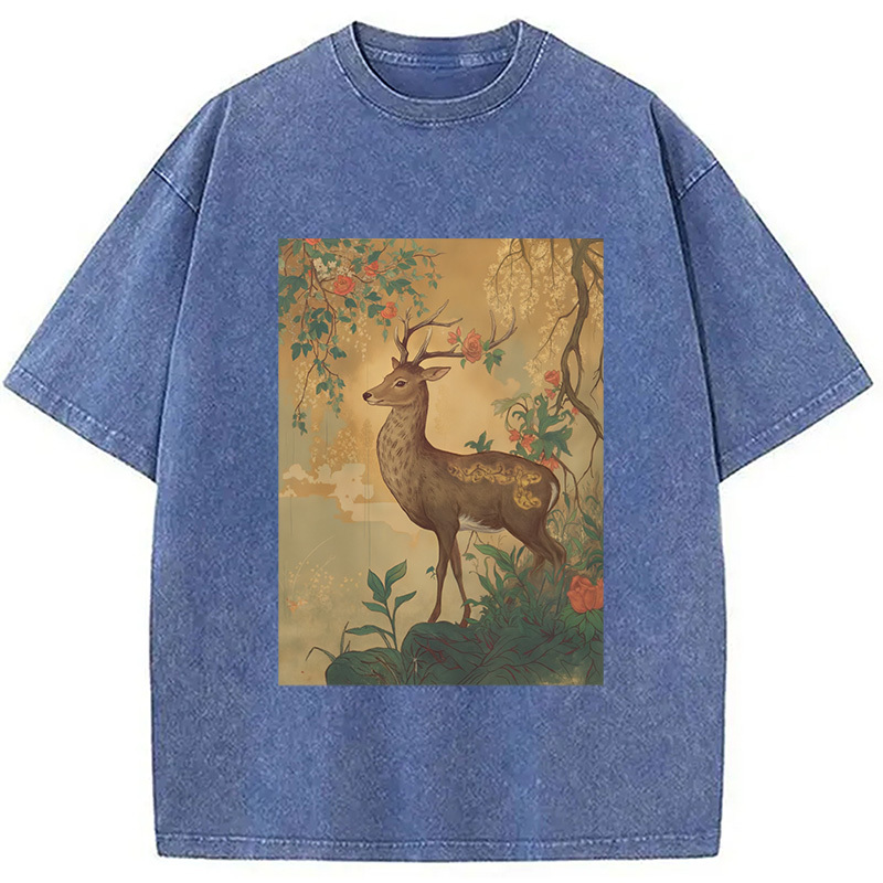 Graceful Japanese Deer Washed T-Shirt