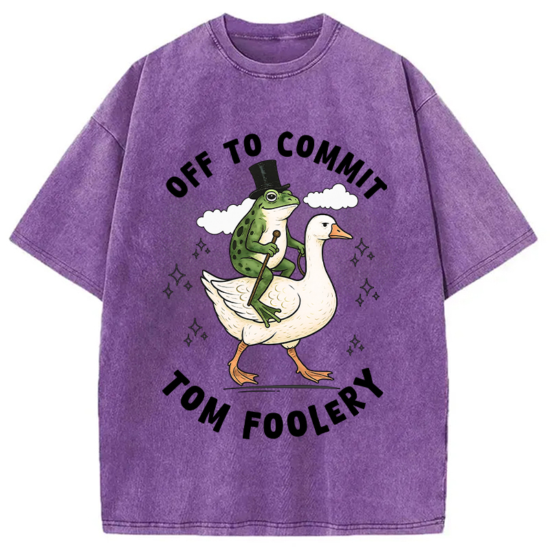 Frog Riding Goose Funny Sarcastic Meme Washed T-Shirt