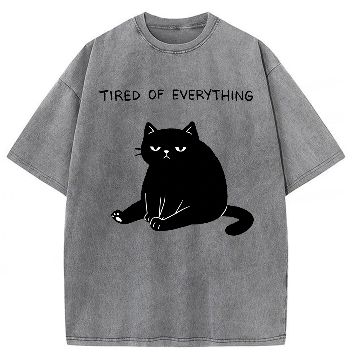 Tokyoviva Black Cat Tired Of Everything Washed T-shirt