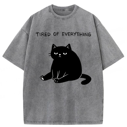 Tokyoviva Black Cat Tired Of Everything Washed T-shirt