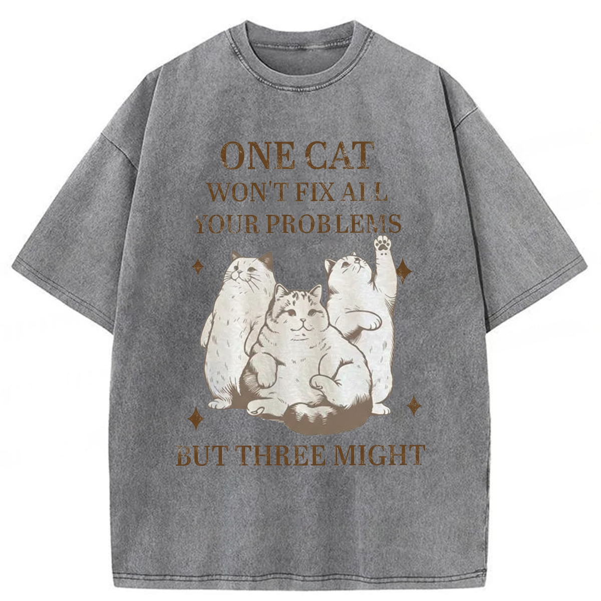 Tokyoviva Three Cats Might Fix Problems Washed T-shirt