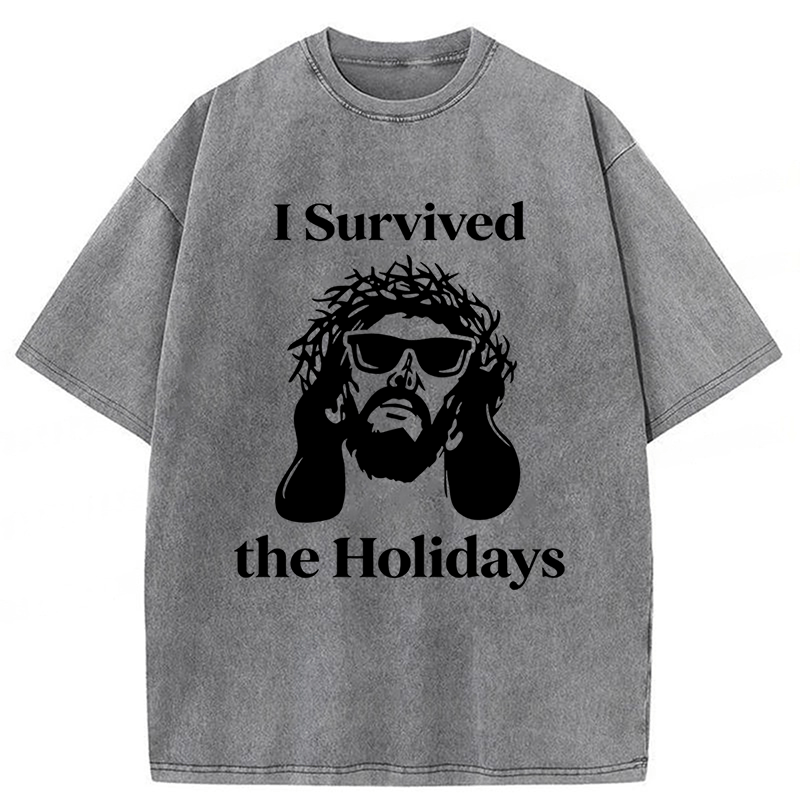 Tokyoviva Jesus I Survived The Holidays Washed T-shirt