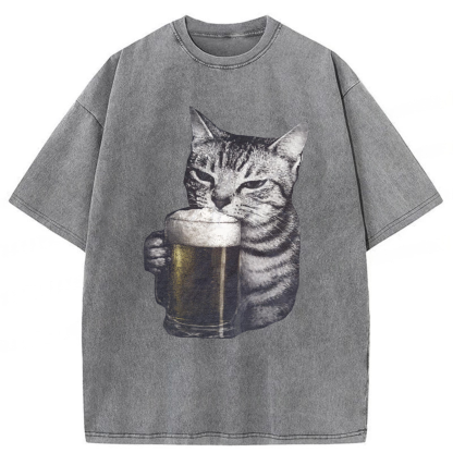 Tokyoviva Cat Beer Washed T-shirt