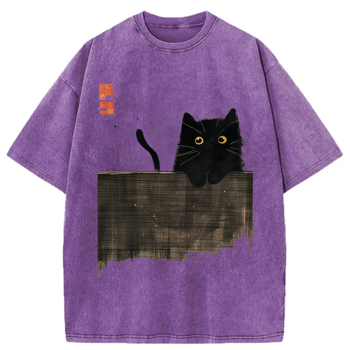 Tokyoviva Japanese Black Cat Washed T-shirt