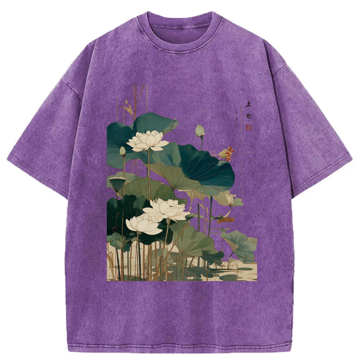 Tokyoviva Japanese Lotus Flower Washed T-shirt
