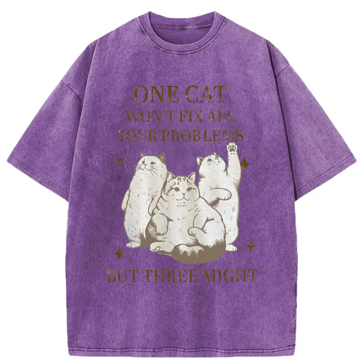 Tokyoviva Three Cats Might Fix Problems Washed T-shirt
