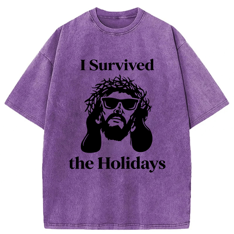 Tokyoviva Jesus I Survived The Holidays Washed T-shirt