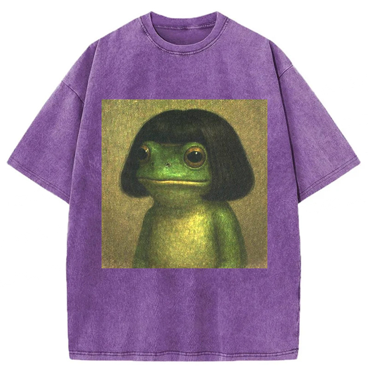 Tokyoviva Frog With Bob Haircut Meme Washed T-shirt