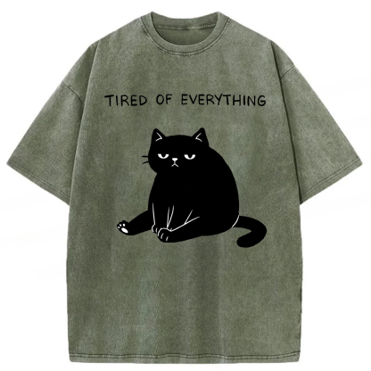 Tokyoviva Black Cat Tired Of Everything Washed T-shirt