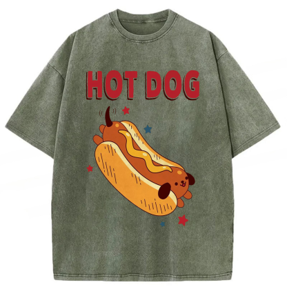 Tokyoviva Funny Hot Dog Washed T-shirt
