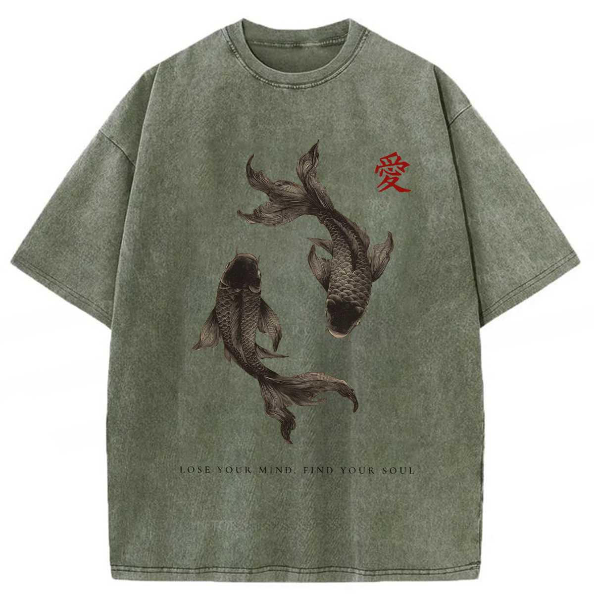 Tokyoviva Black Koi Fish Washed T-shirt