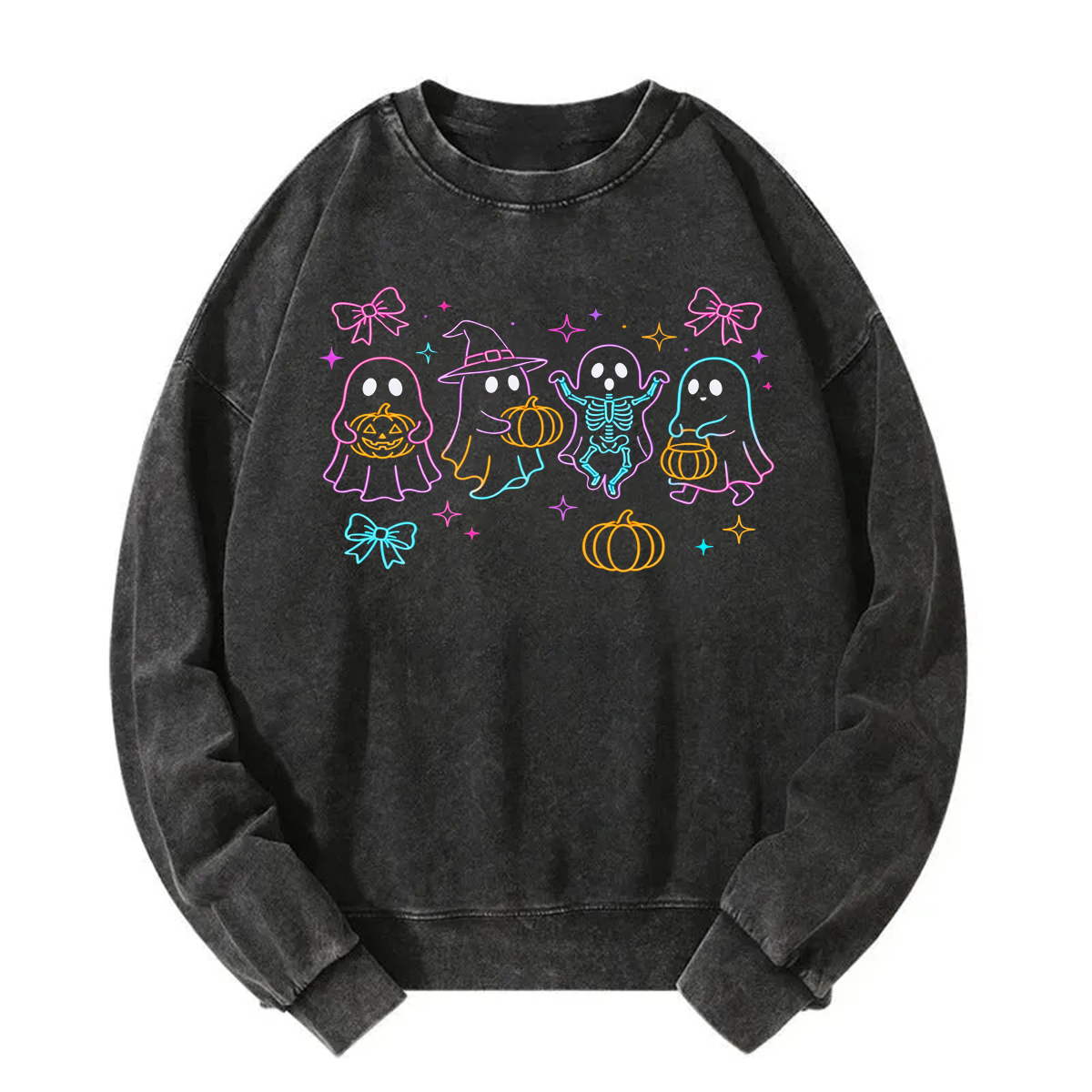 Tokyoviva Halloween Neon Ghost Washed Sweatshirt
