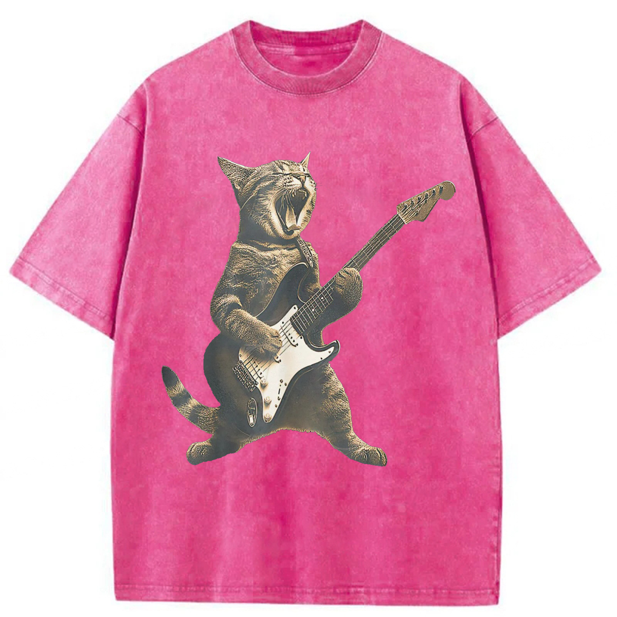 Tokyoviva Rock Cat Playing Guitar Washed T-shirt