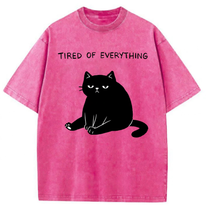Tokyoviva Black Cat Tired Of Everything Washed T-shirt