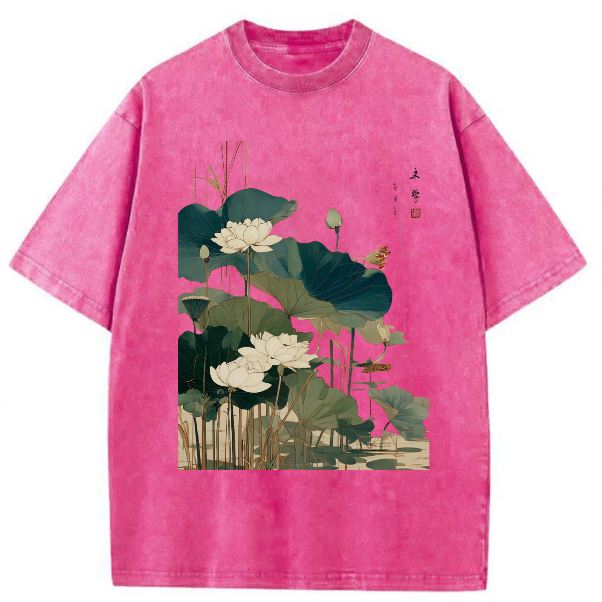 Tokyoviva Japanese Lotus Flower Washed T-shirt
