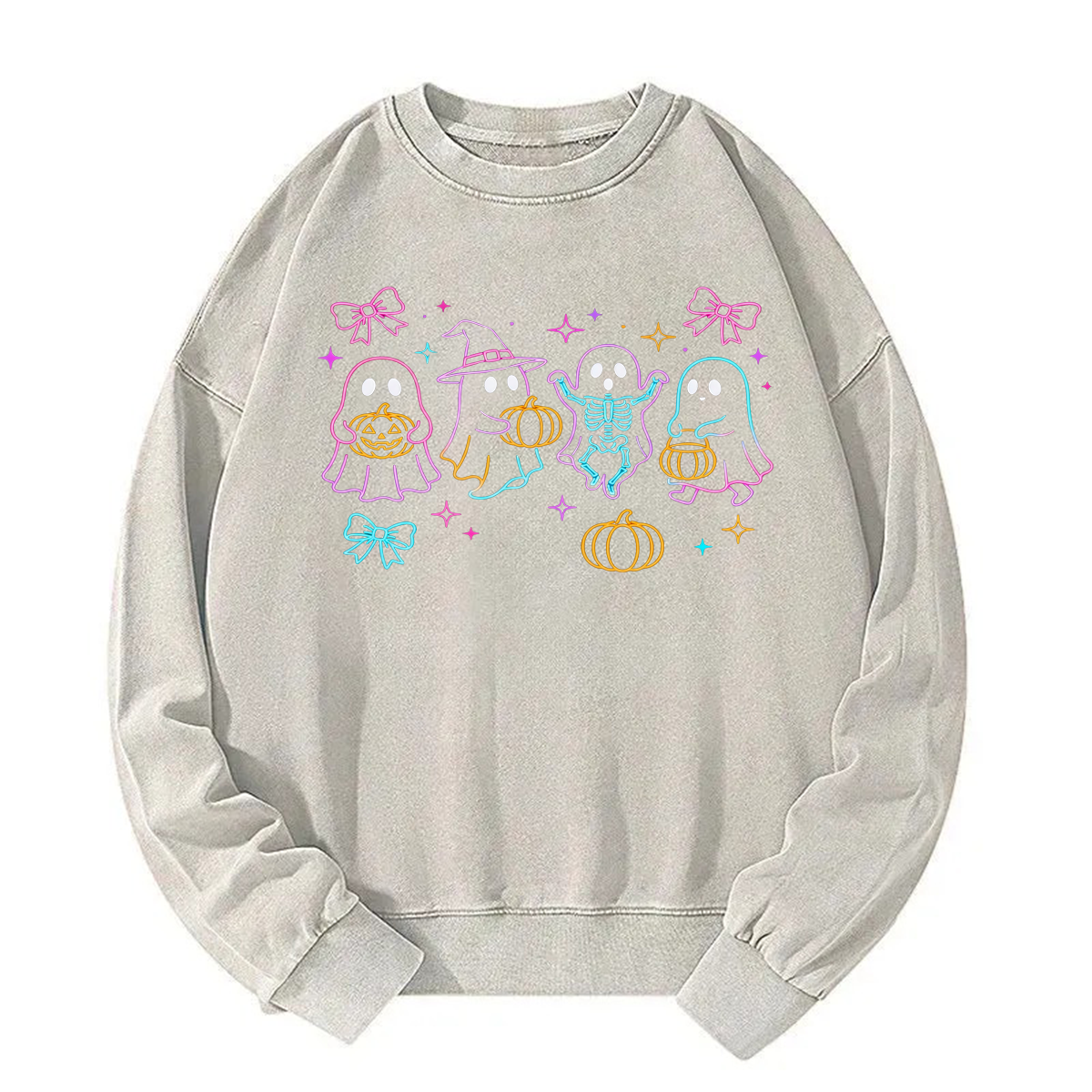 Tokyoviva Halloween Neon Ghost Washed Sweatshirt