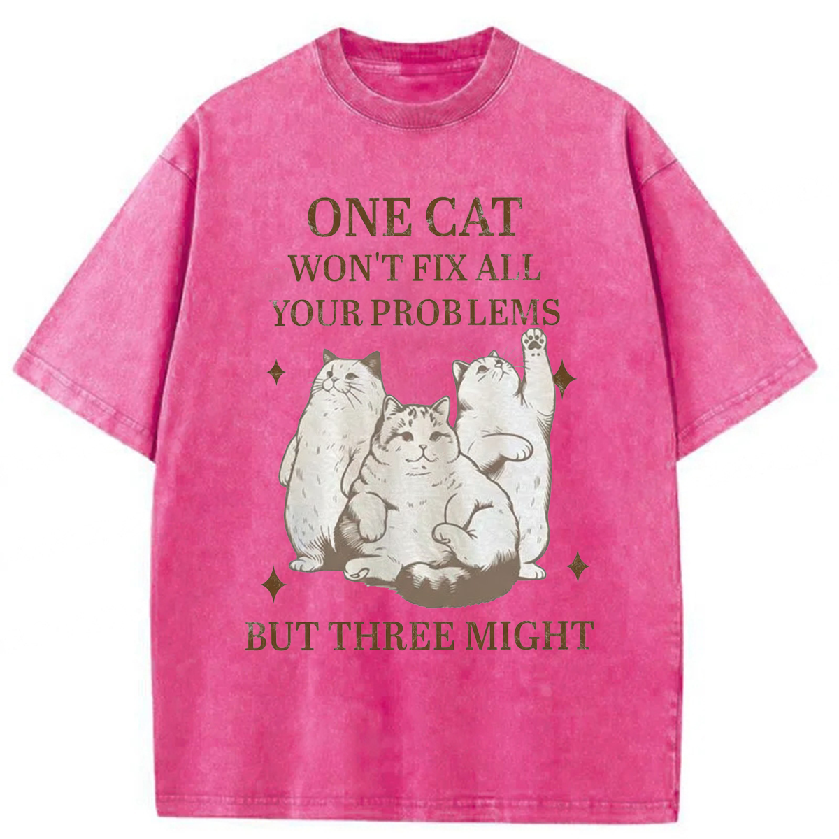 Tokyoviva Three Cats Might Fix Problems Washed T-shirt