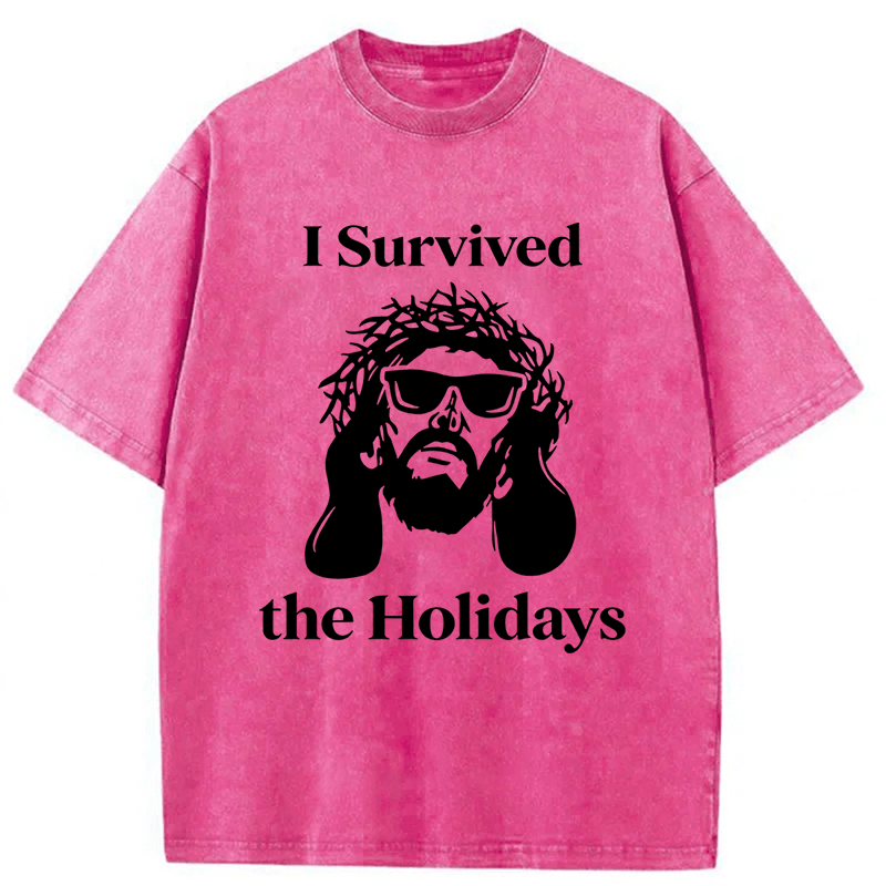 Tokyoviva Jesus I Survived The Holidays Washed T-shirt