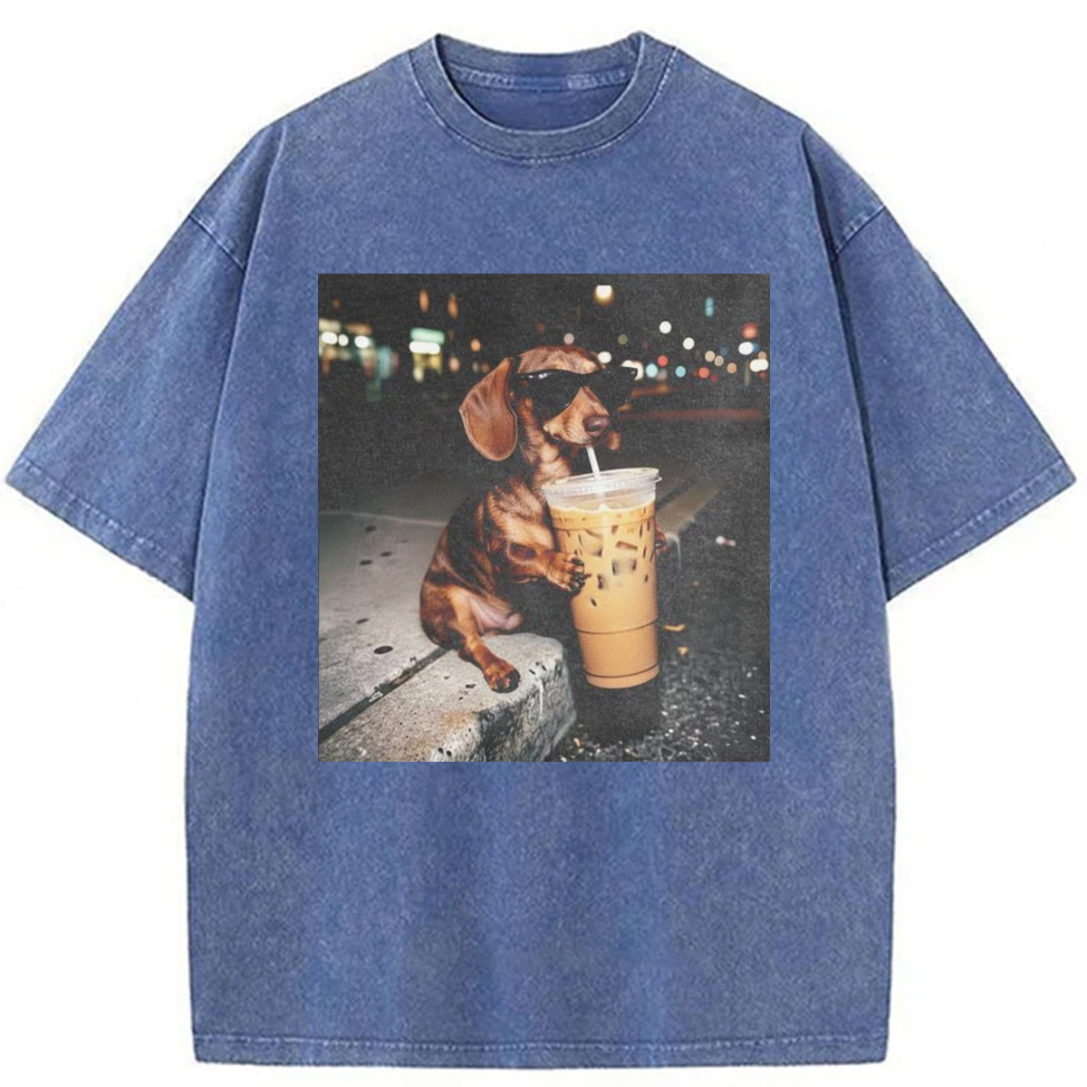 Tokyoviva Dachshund Coffee Graphic Washed T-shirt