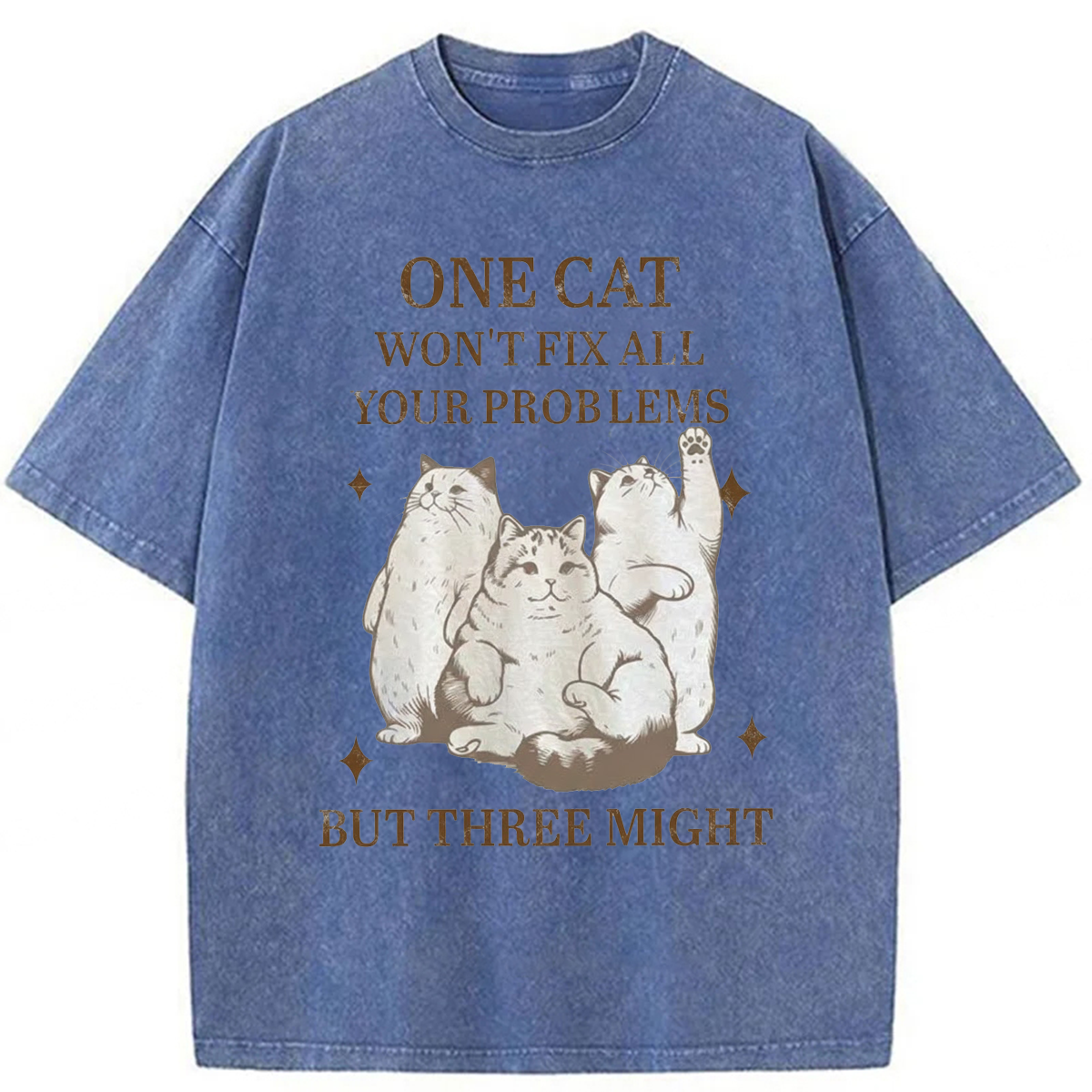 Tokyoviva Three Cats Might Fix Problems Washed T-shirt