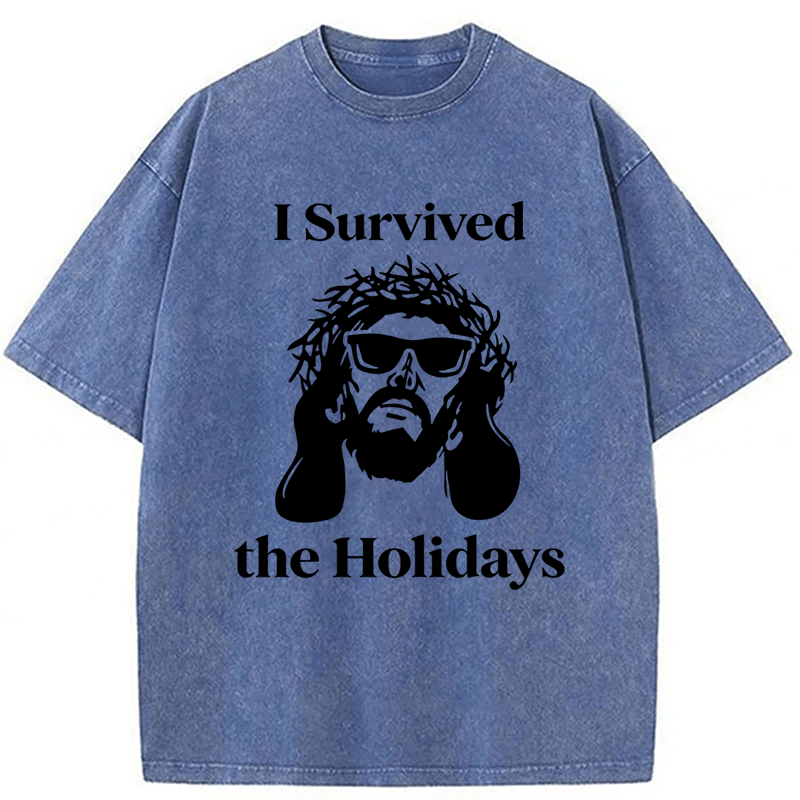 Tokyoviva Jesus I Survived The Holidays Washed T-shirt