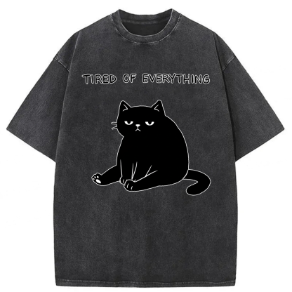 Tokyoviva Black Cat Tired Of Everything Washed T-shirt