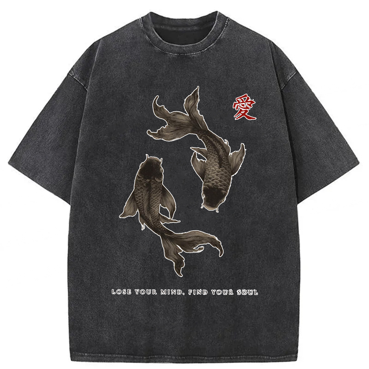 Tokyoviva Black Koi Fish Washed T-shirt