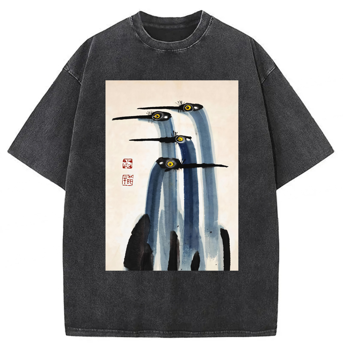 Tokyoviva Japanese Cranes Washed T-shirt