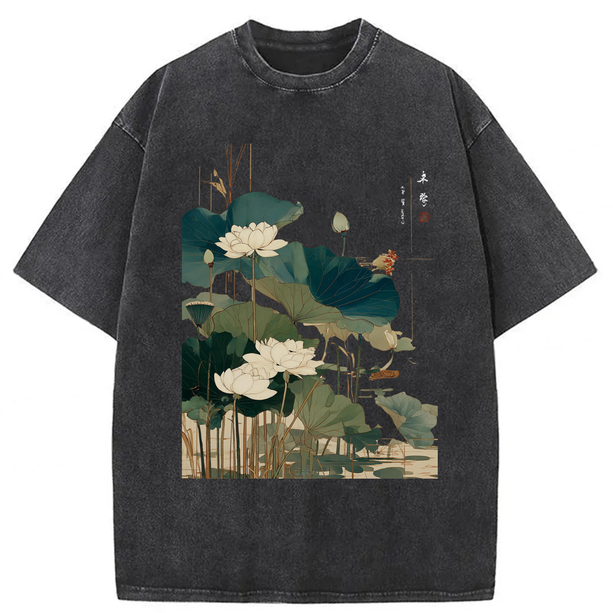 Tokyoviva Japanese Lotus Flower Washed T-shirt