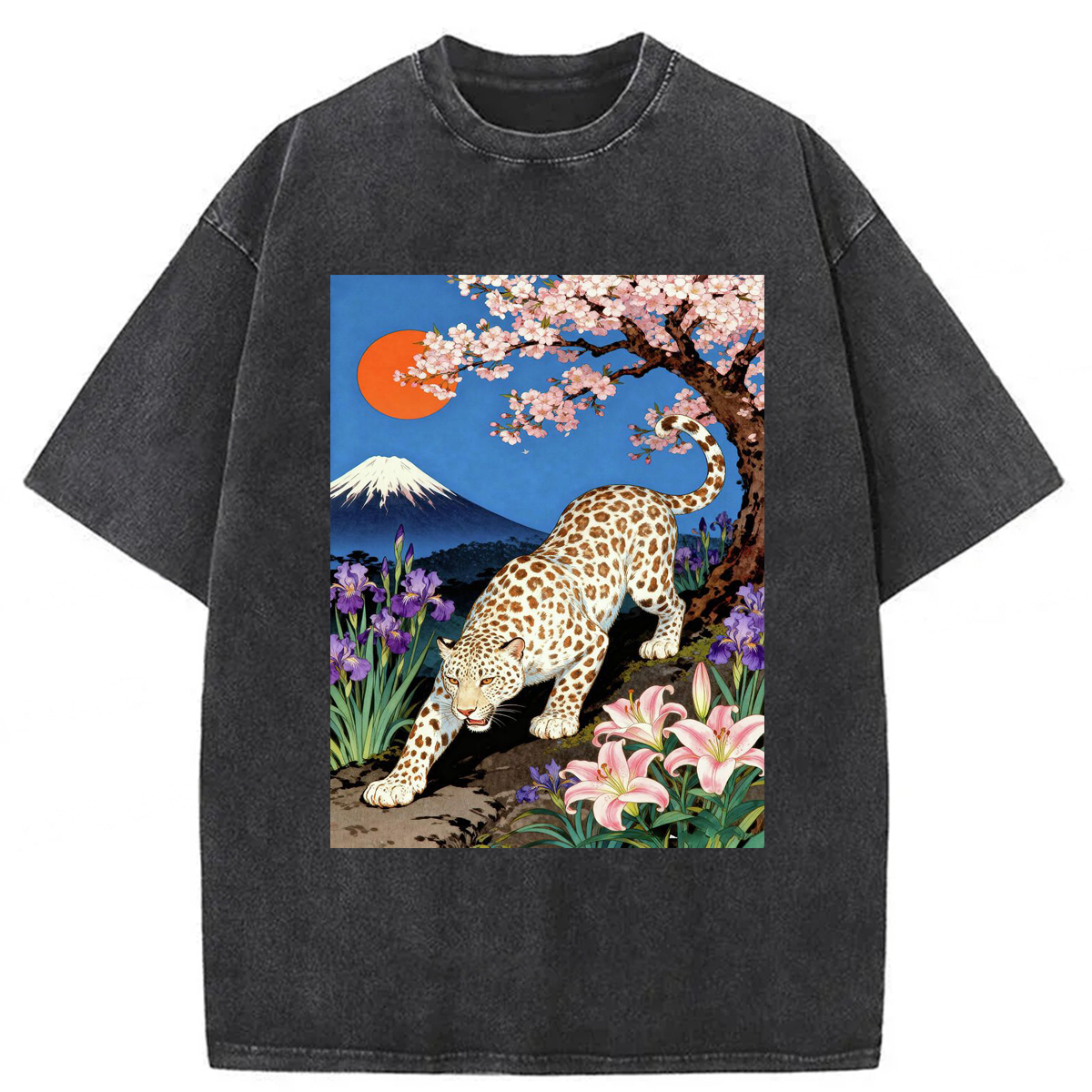 Tokyoviva Leopard Cherry Blossom Washed T-shirt