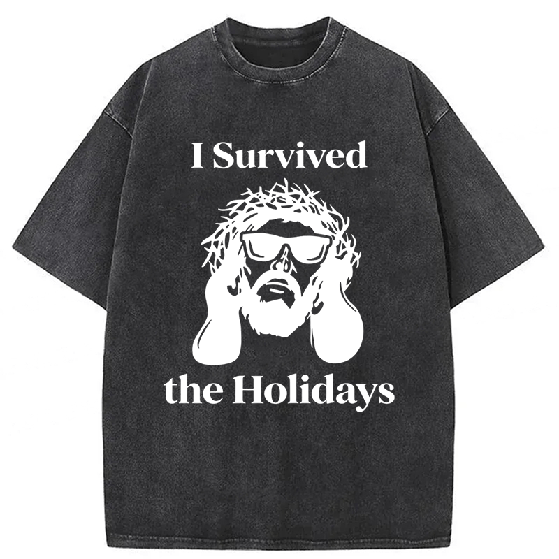 Tokyoviva Jesus I Survived The Holidays Washed T-shirt