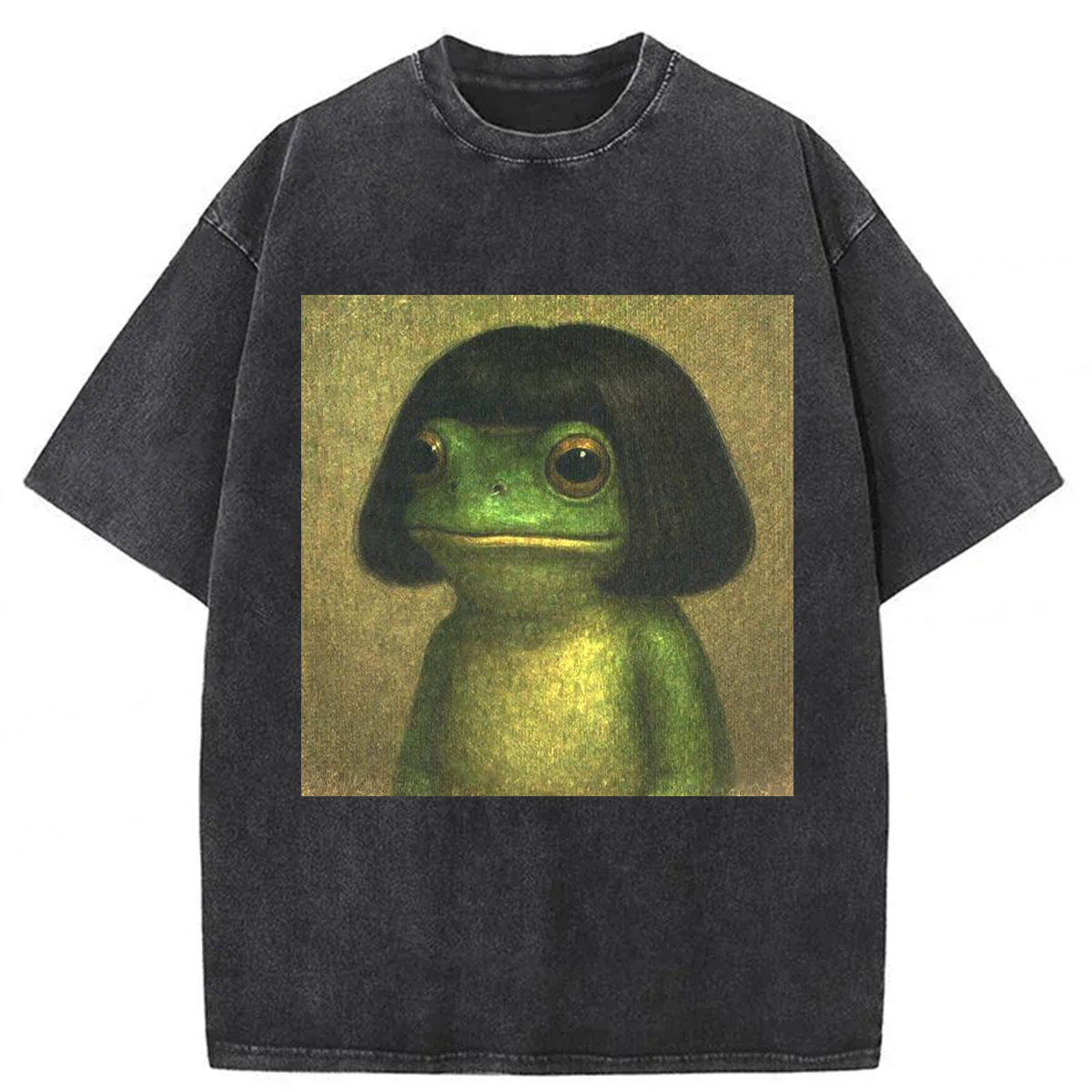 Tokyoviva Frog With Bob Haircut Meme Washed T-shirt