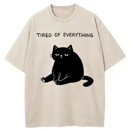 Tokyoviva Black Cat Tired Of Everything Washed T-shirt
