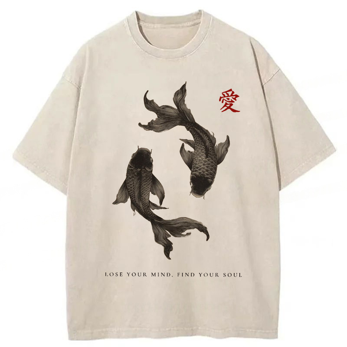 Tokyoviva Black Koi Fish Washed T-shirt