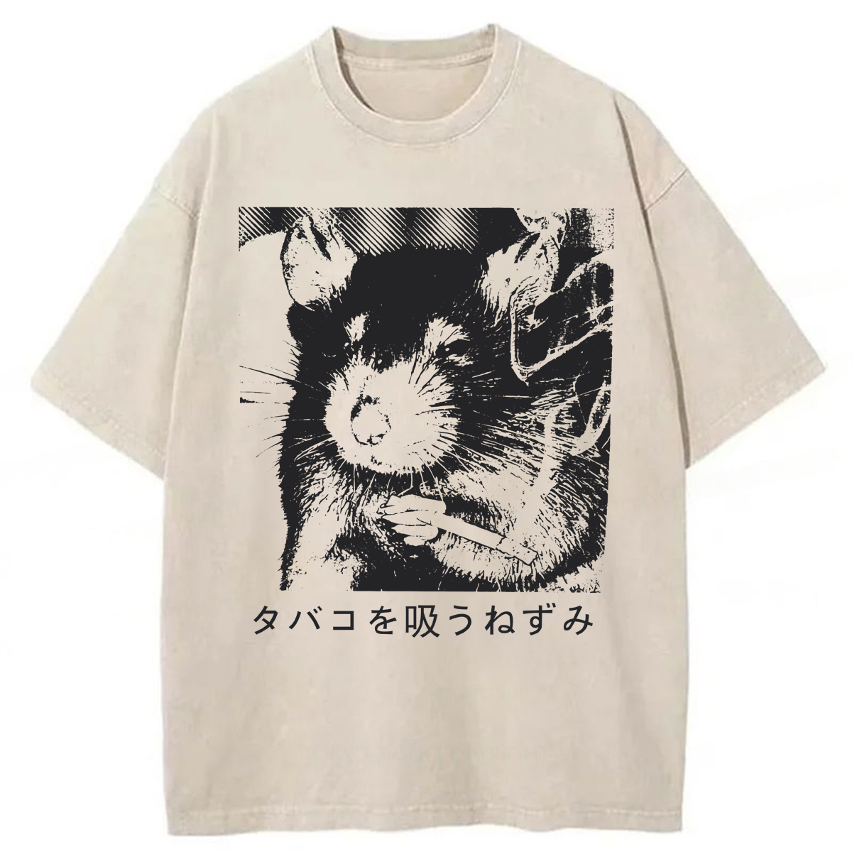 Tokyoviva Rat Smoking Cigarette Washed T-shirt