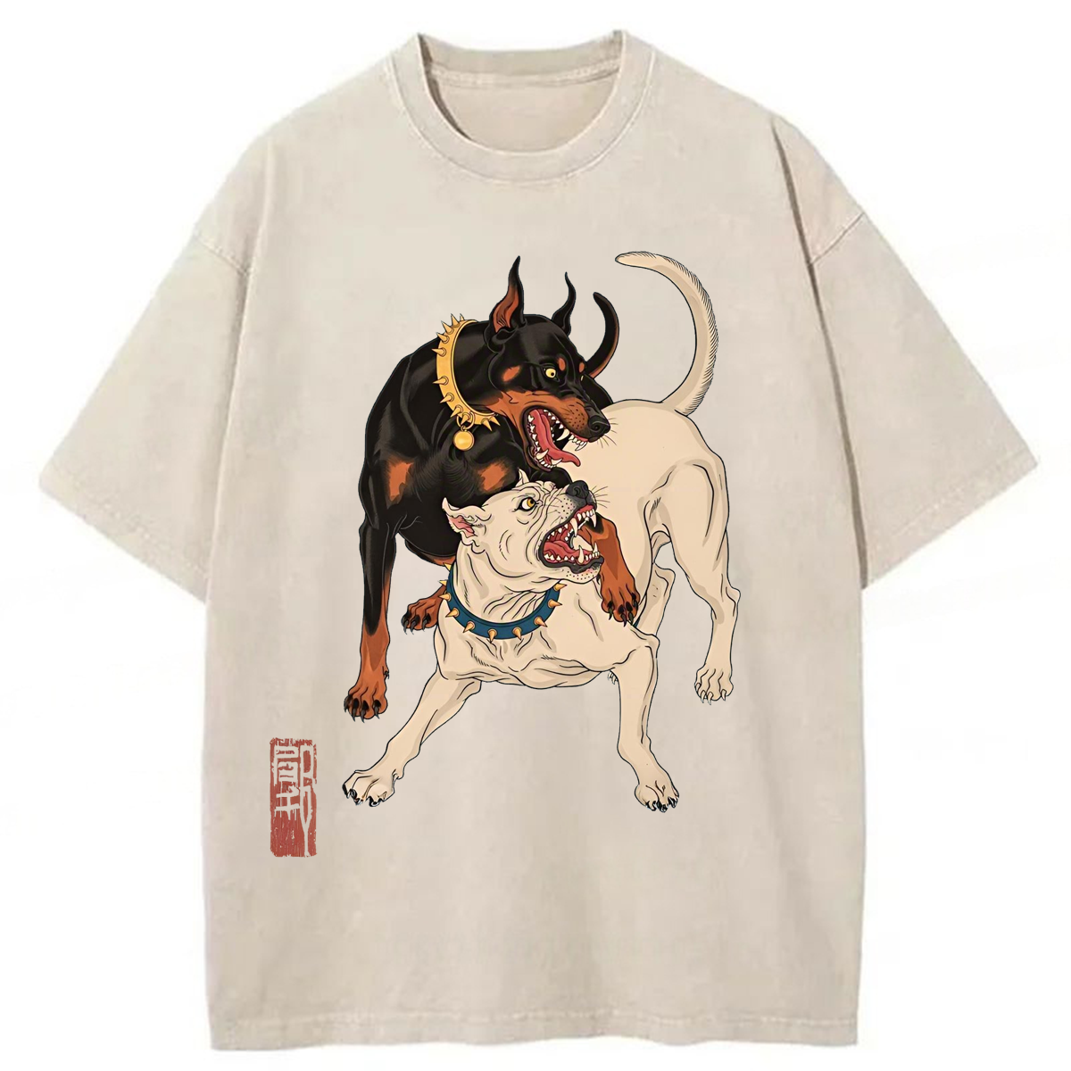 Tokyoviva Doberman VS Dogo Argentino Washed T-shirt