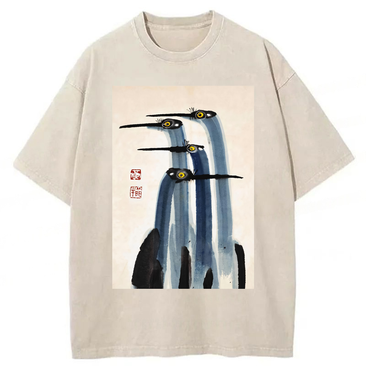 Tokyoviva Japanese Cranes Washed T-shirt
